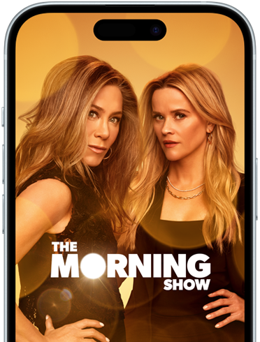 iPhone 15 مع +Apple TV يعرض صورة لمسلسل The Morning Show‏
