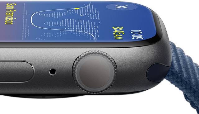 A side view of the Apple Watch showing how bright it is.