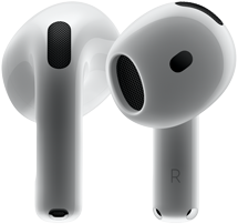 صورة لسماعة AirPods 4 تعرض الجهتين الأمامية والخلفية موضحة التصميم الجديد